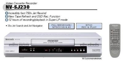 Panasonic NV-SJ230AM Multi-System VCR 110-220 volts NTSC-PAL