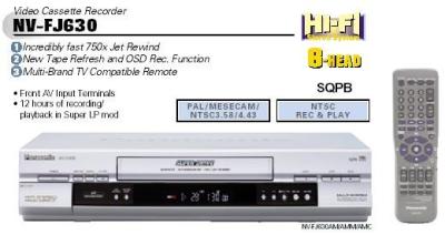 PANASONIC NV-FJ630AM MULTISYSTEM VCR 110Ã¢â‚¬â€œ240 V AC 50/60 Hz