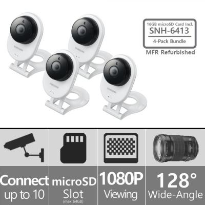 Samsung 4 Pack SNH-E6413BMR -HD WiFi IP Camera with 16GB microSD Card (Refurbished)