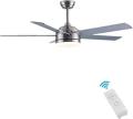 CJOY Ceiling Fan Reversible, Ceiling Fans with Lights and Remote, 52 Inches AC Motor Plywood / 5 Blades Led Lamp 24W + Glass Cover for Bedroom Living Room [Energy Class A+] NOT FOR USA